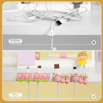 Datora galda kabelu organizētājs, jauks karikatūru stilā, uzglabāšanas turētājs uzlādes un datu kabeliem