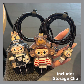 Apple uzlādes kabelis aizsargapvalks ar karikatūras kabeli vītni