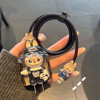 Apple uzlādes kabelis aizsargapvalks ar karikatūras kabeli vītni