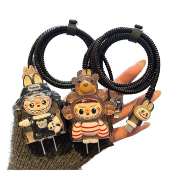 Apple uzlādes kabelis aizsargapvalks ar karikatūras kabeli vītni