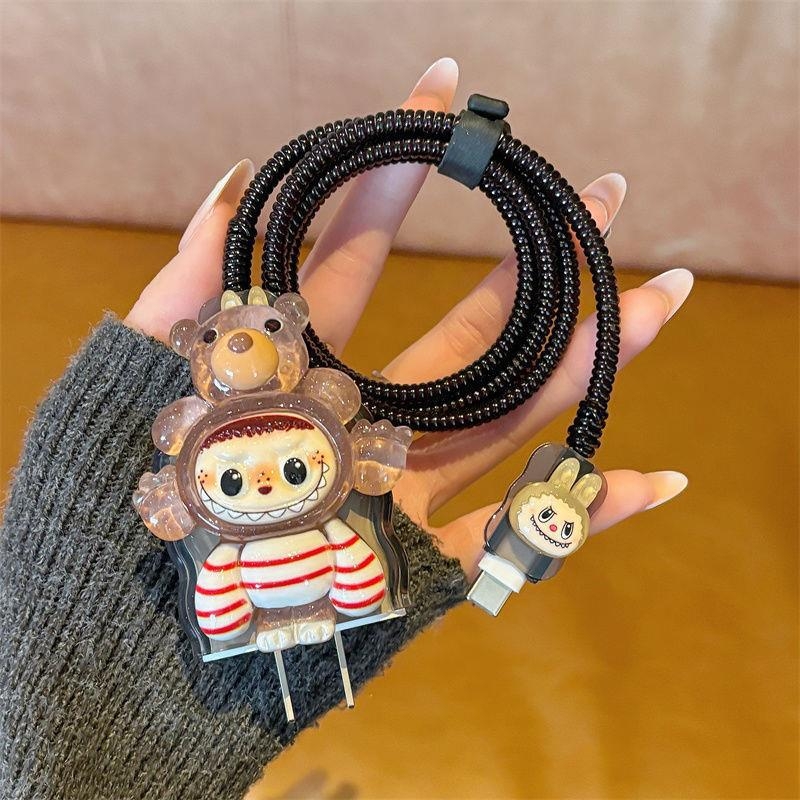 Apple uzlādes kabelis aizsargapvalks ar karikatūras kabeli vītni