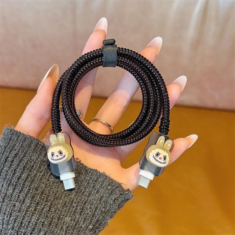 Apple uzlādes kabelis aizsargapvalks ar karikatūras kabeli vītni