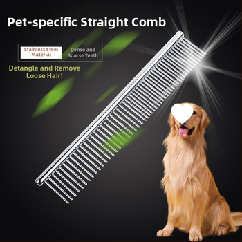 Pieptene din oțel inoxidabil, în formă de animal, pentru pisici cu păr lung – Shepherd Spirit