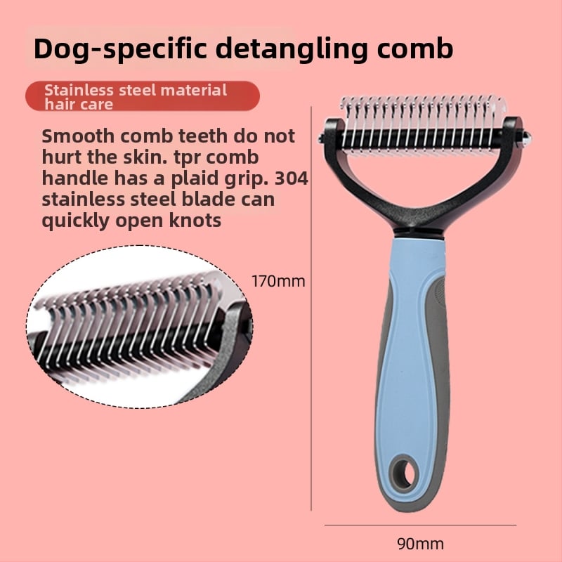 Pieptene din oțel inoxidabil, în formă de animal, pentru pisici cu păr lung – Shepherd Spirit