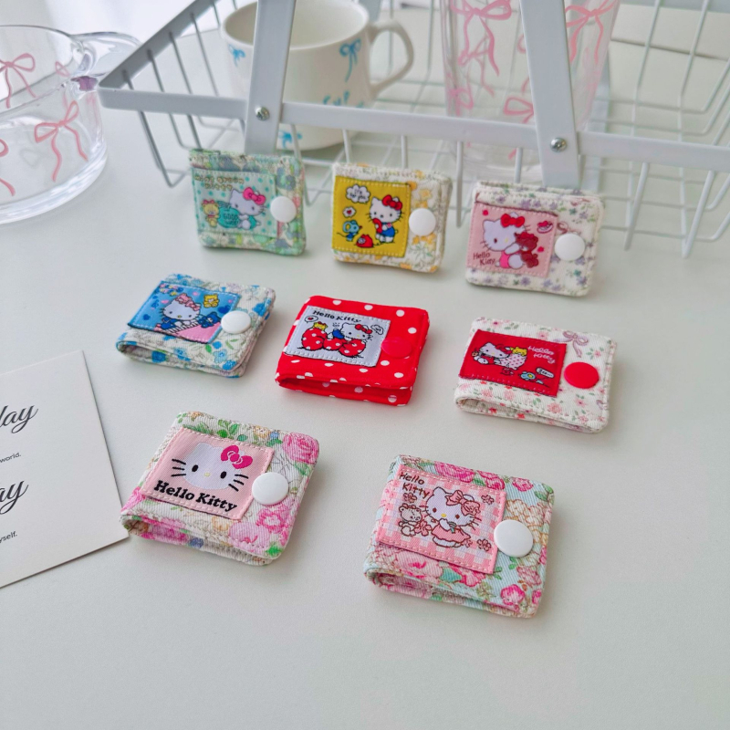 Hello Kitty kabelu organizatora klips, mazais modelis, vienkāršs vīšanas mehānisms, kokvilna, saderīgs ar datu kabeliem un austiņu kabeliem