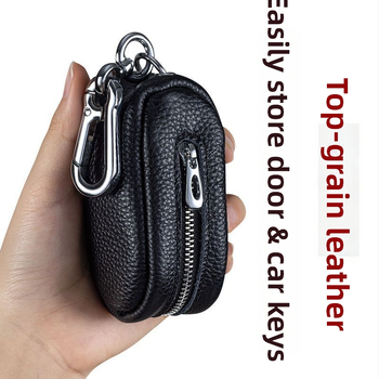 Θήκη κλειδιών με μεγάλη χωρητικότητα, PU εξωτερικό, επένδυση από δέρμα βοοειδών, πολυλειτουργική θήκη κλειδιών αυτοκινήτου