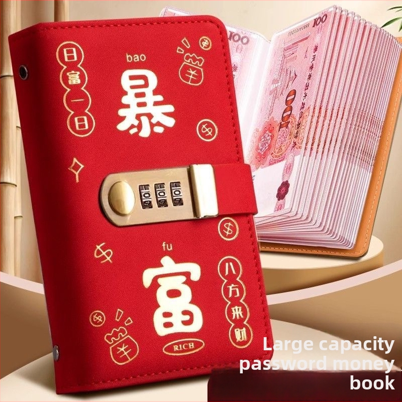 Bankas kontu grāmatu turētājs ar paroles slēdzeni – mākslīgā āda, kontu grāmatu un čekiem, modelis Cd dj, zīmols Full chain, produkta kods Get rich money book