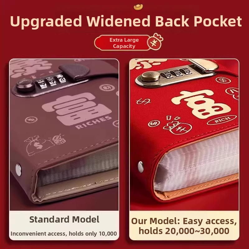 Bankas kontu grāmatu turētājs ar paroles slēdzeni – mākslīgā āda, kontu grāmatu un čekiem, modelis Cd dj, zīmols Full chain, produkta kods Get rich money book