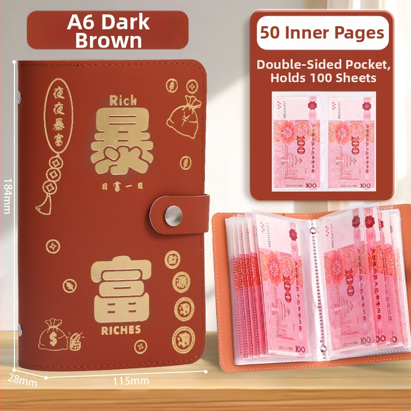 Bankas kontu grāmatu turētājs ar paroles slēdzeni – mākslīgā āda, kontu grāmatu un čekiem, modelis Cd dj, zīmols Full chain, produkta kods Get rich money book