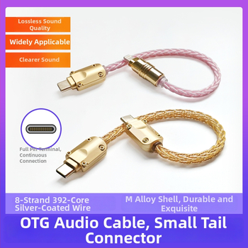 OTG Type-C audio kábel XS-012 s malým koncovým adaptérom na slúchadlá, prenosné DAC zvuková karta kábel, strieborný povlak