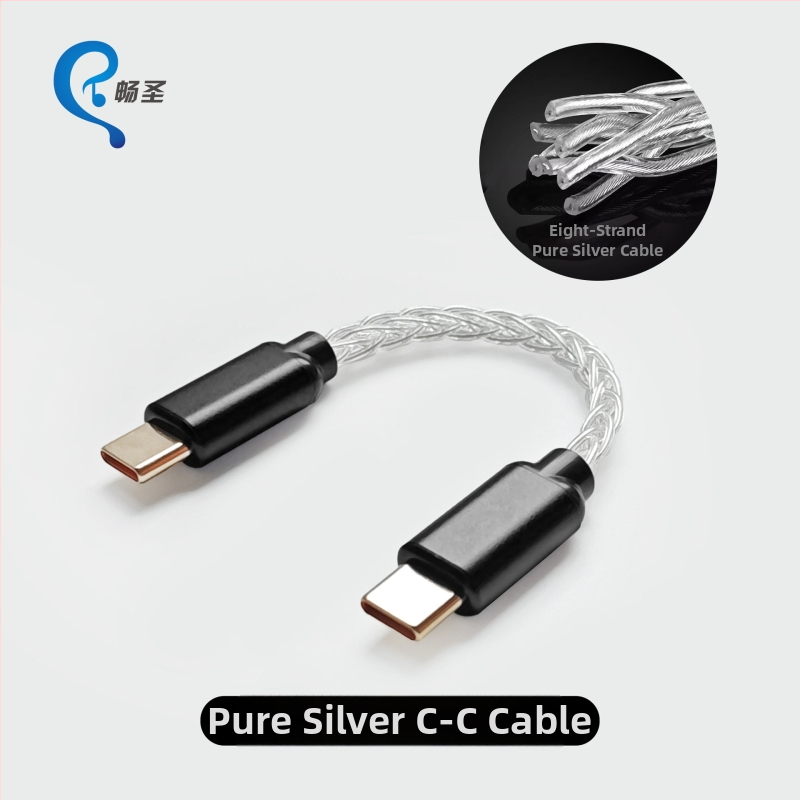 OTG Type-C audio kábel XS-012 s malým koncovým adaptérom na slúchadlá, prenosné DAC zvuková karta kábel, strieborný povlak