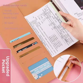 Ādas grāmata grūtnieču uzskaitēm — modelis Sleeping Baby Storage Book; 120 lapas; biezums 1.5; materiāla biezums 0.2; logotipa drukāšana iespējama