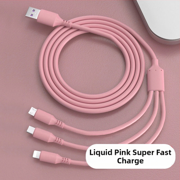 Kötött 66W USB gyorstöltő kábel, 1–3 kimenet, Huawei és Apple eszközökhöz