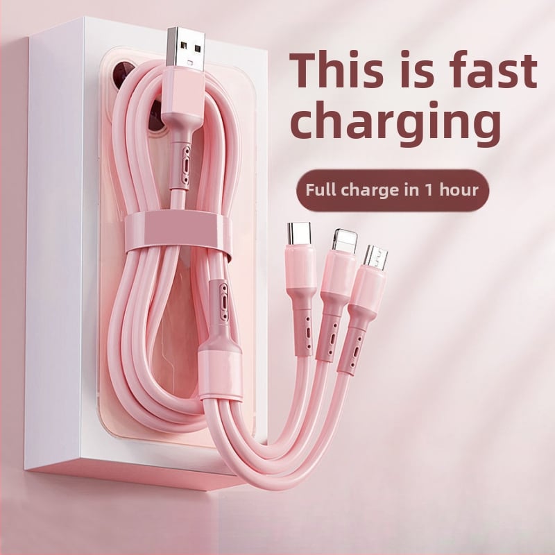 Kötött 66W USB gyorstöltő kábel, 1–3 kimenet, Huawei és Apple eszközökhöz