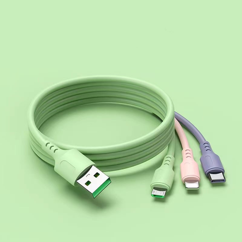 Kötött 66W USB gyorstöltő kábel, 1–3 kimenet, Huawei és Apple eszközökhöz