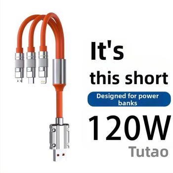 120W ātrās uzlādes Power Bank datu kabelis, saderīgs ar Apple, Huawei, Oppo, Xiaomi, Vivo