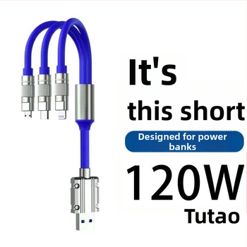 120W ātrās uzlādes Power Bank datu kabelis, saderīgs ar Apple, Huawei, Oppo, Xiaomi, Vivo