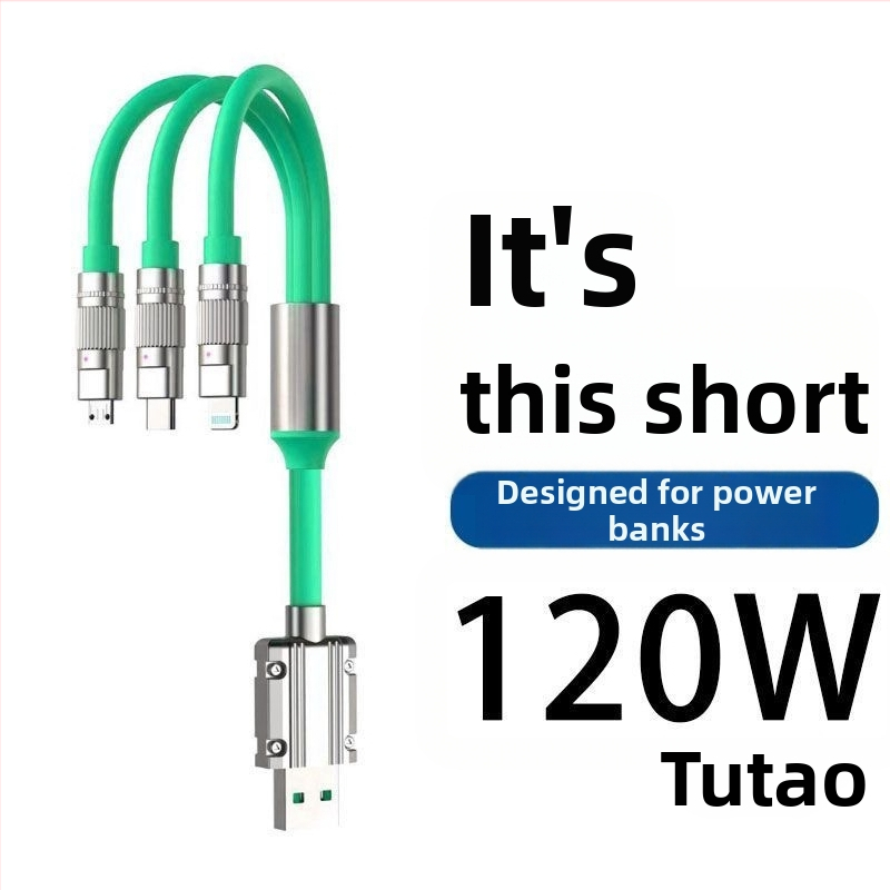 120W ātrās uzlādes Power Bank datu kabelis, saderīgs ar Apple, Huawei, Oppo, Xiaomi, Vivo