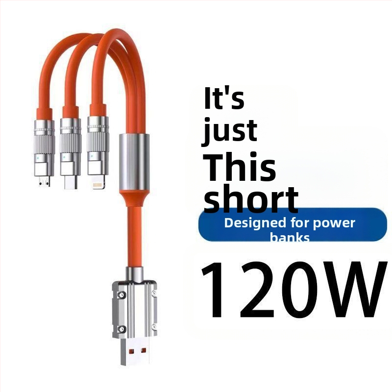 120W ātrās uzlādes Power Bank datu kabelis, saderīgs ar Apple, Huawei, Oppo, Xiaomi, Vivo