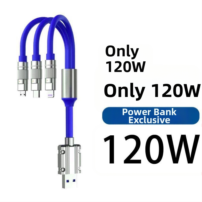 120W ātrās uzlādes Power Bank datu kabelis, saderīgs ar Apple, Huawei, Oppo, Xiaomi, Vivo
