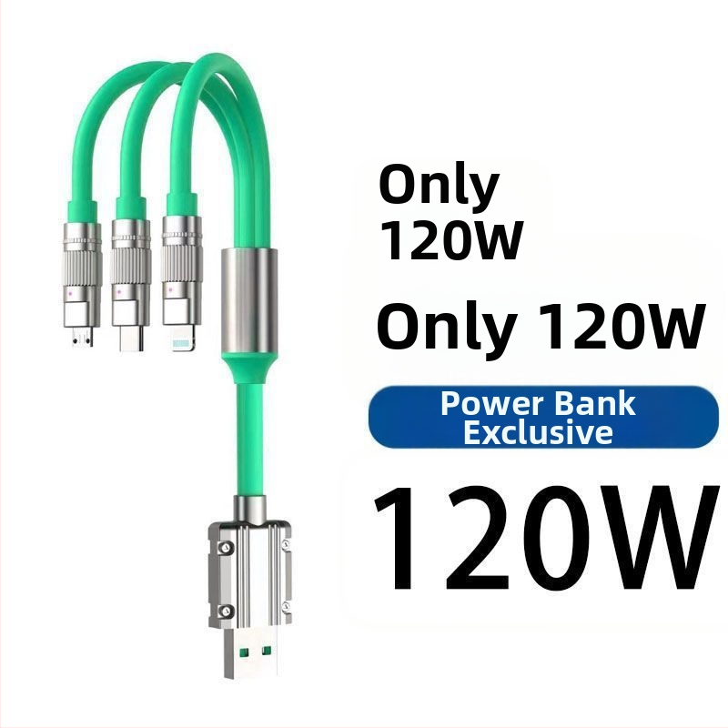 120W ātrās uzlādes Power Bank datu kabelis, saderīgs ar Apple, Huawei, Oppo, Xiaomi, Vivo