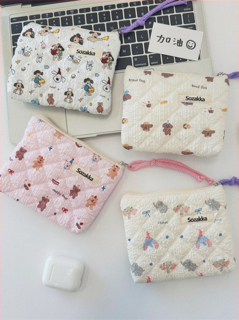 Памучна флорална чанта за съхранение с поплин подплата, за ежедневна употреба, аниме модел, за жени