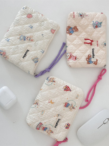 Памучна флорална чанта за съхранение с поплин подплата, за ежедневна употреба, аниме модел, за жени