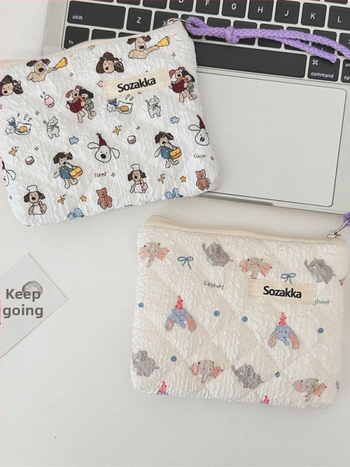 Памучна флорална чанта за съхранение с поплин подплата, за ежедневна употреба, аниме модел, за жени