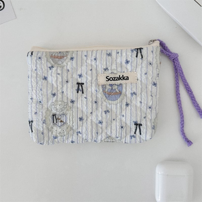 Памучна флорална чанта за съхранение с поплин подплата, за ежедневна употреба, аниме модел, за жени