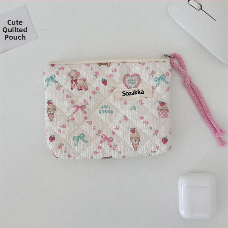 Памучна флорална чанта за съхранение с поплин подплата, за ежедневна употреба, аниме модел, за жени