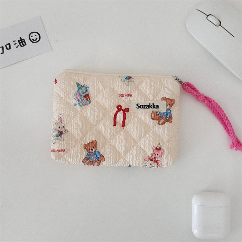 Памучна флорална чанта за съхранение с поплин подплата, за ежедневна употреба, аниме модел, за жени