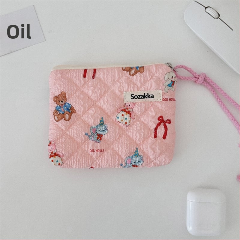 Памучна флорална чанта за съхранение с поплин подплата, за ежедневна употреба, аниме модел, за жени