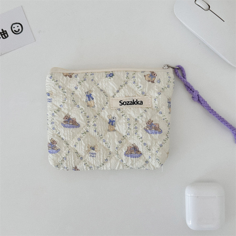 Памучна флорална чанта за съхранение с поплин подплата, за ежедневна употреба, аниме модел, за жени
