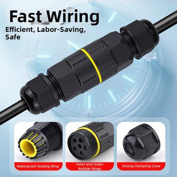 Ūdensizturīgs terminālo bloku adapters rūpnieciskai ārējai lietošanai, izturīgs pret augstām temperatūrām (savienojums: sprādze)