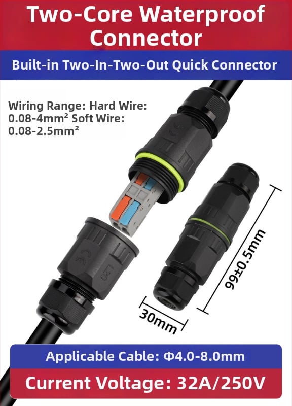 Ūdensizturīgs terminālo bloku adapters rūpnieciskai ārējai lietošanai, izturīgs pret augstām temperatūrām (savienojums: sprādze)