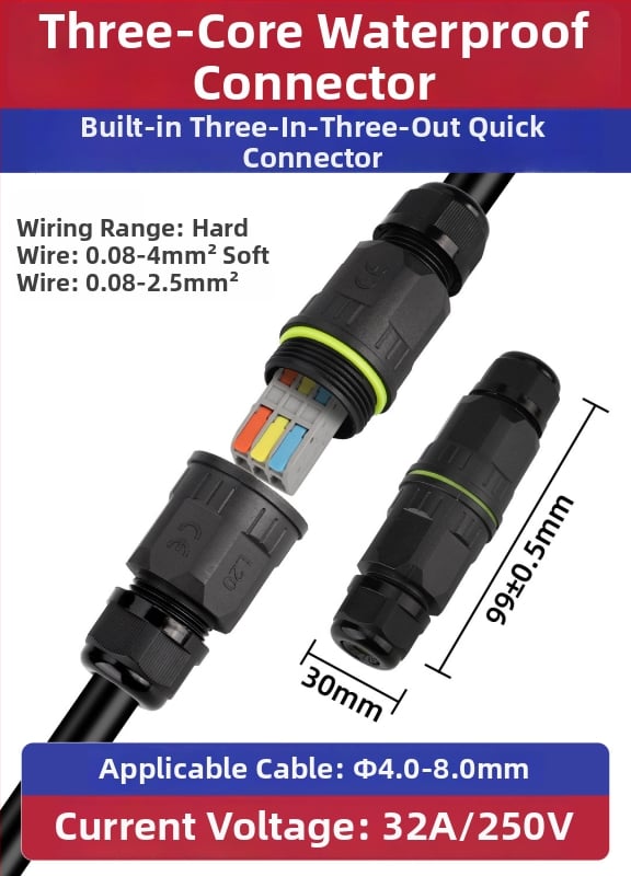 Ūdensizturīgs terminālo bloku adapters rūpnieciskai ārējai lietošanai, izturīgs pret augstām temperatūrām (savienojums: sprādze)
