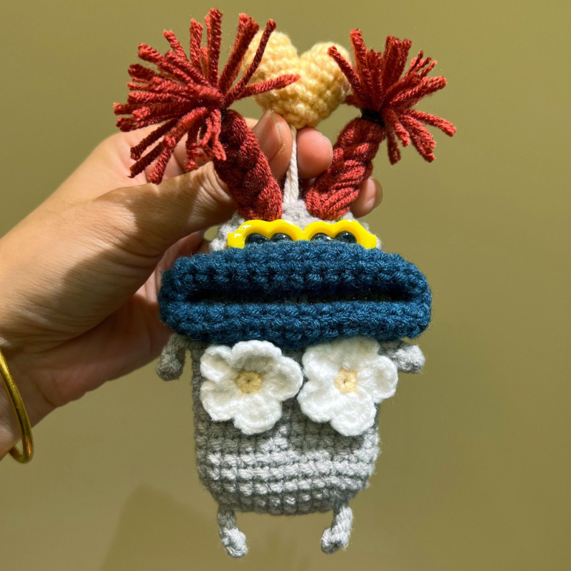 Auto atslēgas vāciņš karikatūru stilā, kokvilnas materiāls, universāla saderība