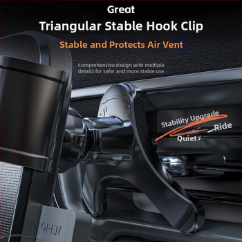 Universālais automašīnas telefona stiprinājums gaisa izplūdei, snap-on uzstādīšana, 360° rotācija, horizontāla un vertikāla orientācija
