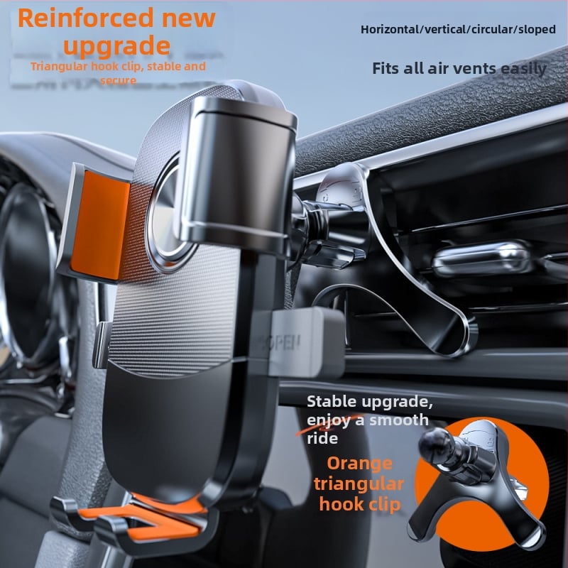 Universālais automašīnas telefona stiprinājums gaisa izplūdei, snap-on uzstādīšana, 360° rotācija, horizontāla un vertikāla orientācija