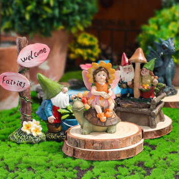 Smolene mini gradske figure za mikro pejzaž: dinosaurus, vila i elf, pastoralni stil, polu-ručna izrada, kartonsko pakiranje