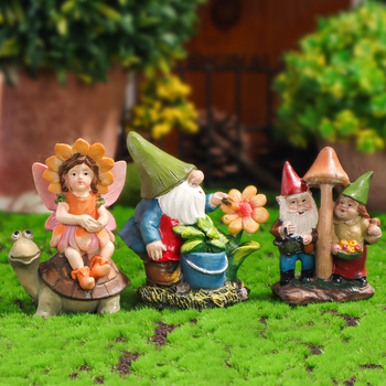 Smolene mini gradske figure za mikro pejzaž: dinosaurus, vila i elf, pastoralni stil, polu-ručna izrada, kartonsko pakiranje