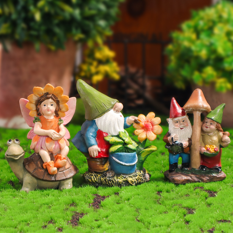 Smolene mini gradske figure za mikro pejzaž: dinosaurus, vila i elf, pastoralni stil, polu-ručna izrada, kartonsko pakiranje
