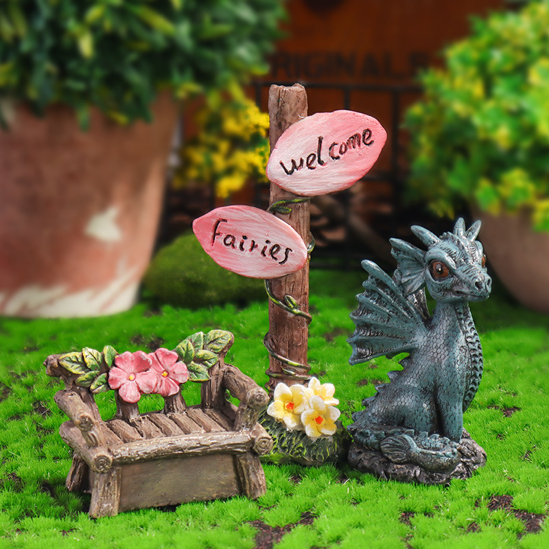 Smolene mini gradske figure za mikro pejzaž: dinosaurus, vila i elf, pastoralni stil, polu-ručna izrada, kartonsko pakiranje