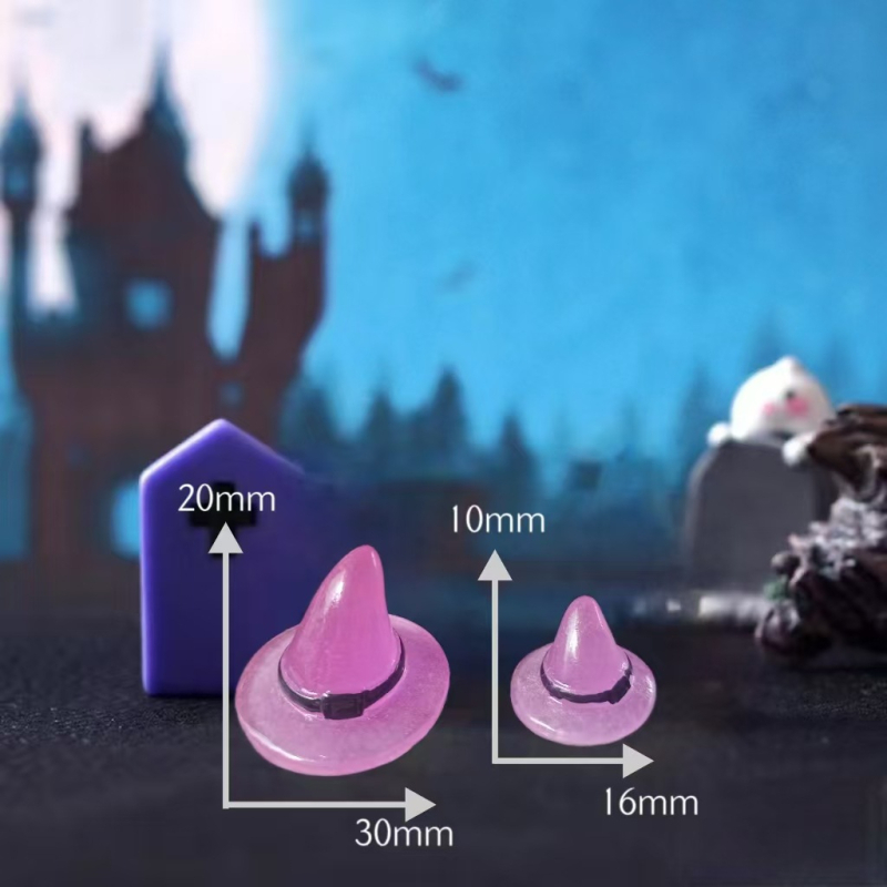 Mini Halloween svjetleći ukras: duh-čarobnjak, crtani stil od smole, prirodna smola, Jiashi