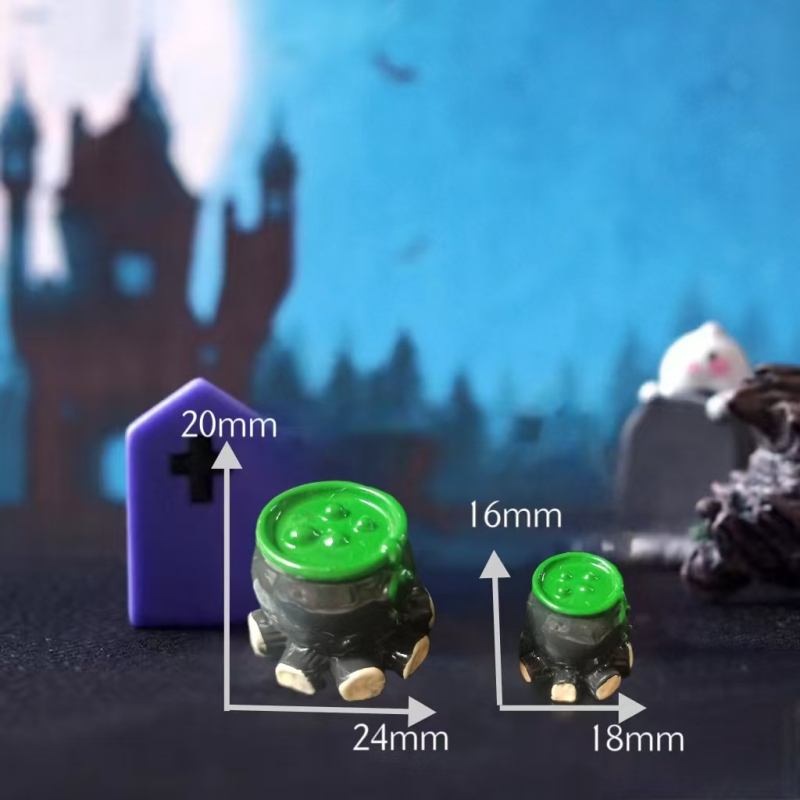 Mini Halloween svjetleći ukras: duh-čarobnjak, crtani stil od smole, prirodna smola, Jiashi