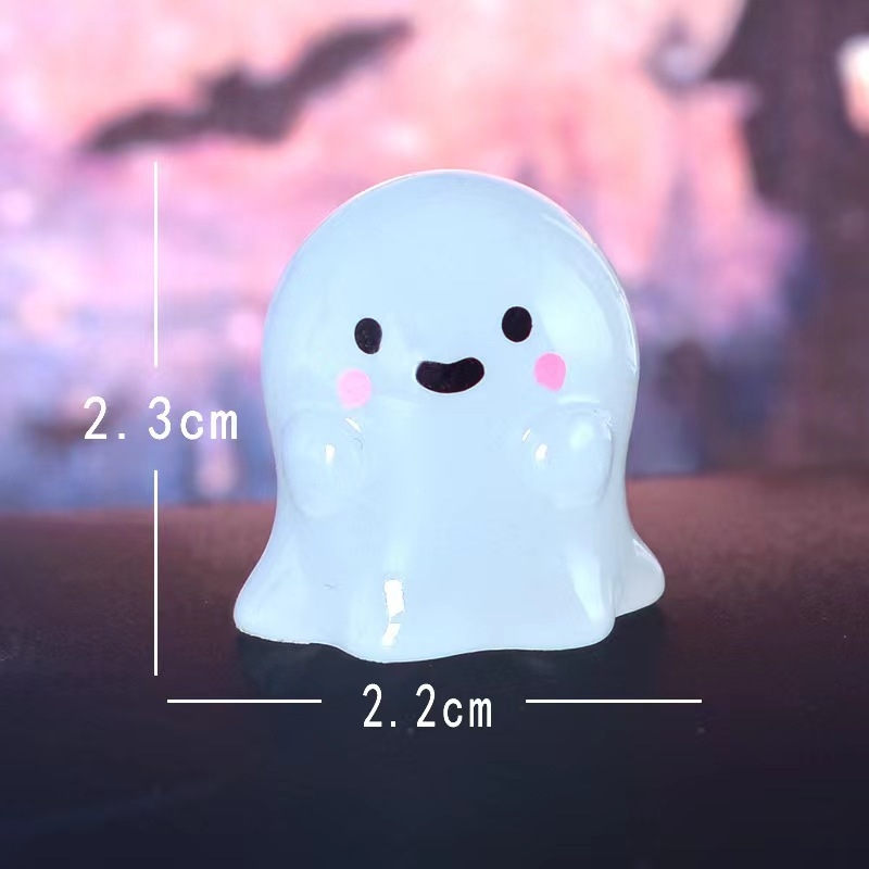 Mini Halloween svjetleći ukras: duh-čarobnjak, crtani stil od smole, prirodna smola, Jiashi