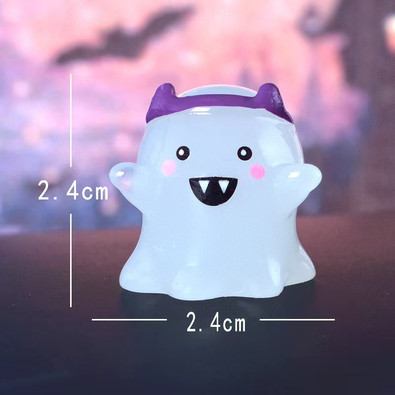 Mini Halloween svjetleći ukras: duh-čarobnjak, crtani stil od smole, prirodna smola, Jiashi