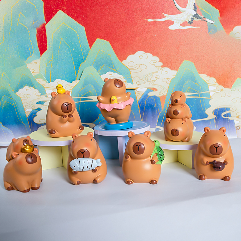 Capybara Dekor od Smole – Mikropejzaž Dekoracija — Slatko, Kreativno, Moderan Stil (smola; Xing Xuan; Mikropejzaž; Moderan Minimalizam)