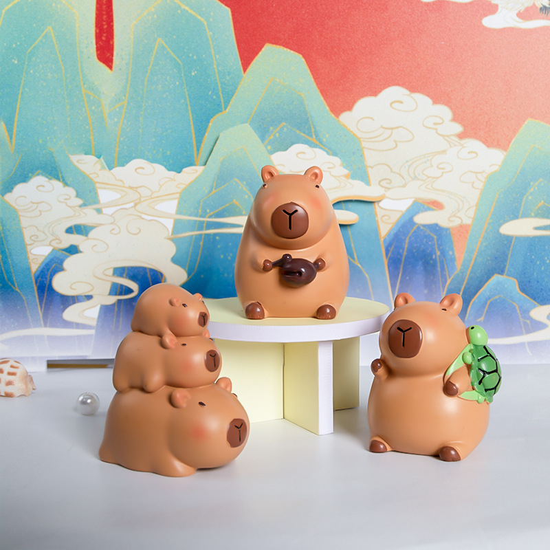 Capybara Dekor od Smole – Mikropejzaž Dekoracija — Slatko, Kreativno, Moderan Stil (smola; Xing Xuan; Mikropejzaž; Moderan Minimalizam)