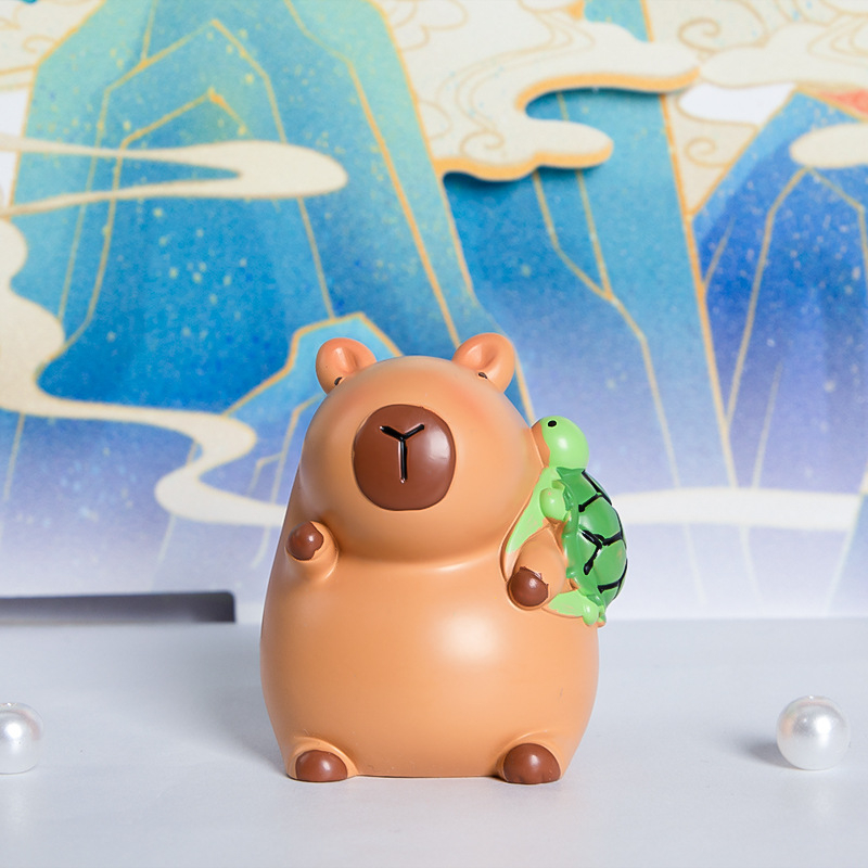 Capybara Dekor od Smole – Mikropejzaž Dekoracija — Slatko, Kreativno, Moderan Stil (smola; Xing Xuan; Mikropejzaž; Moderan Minimalizam)